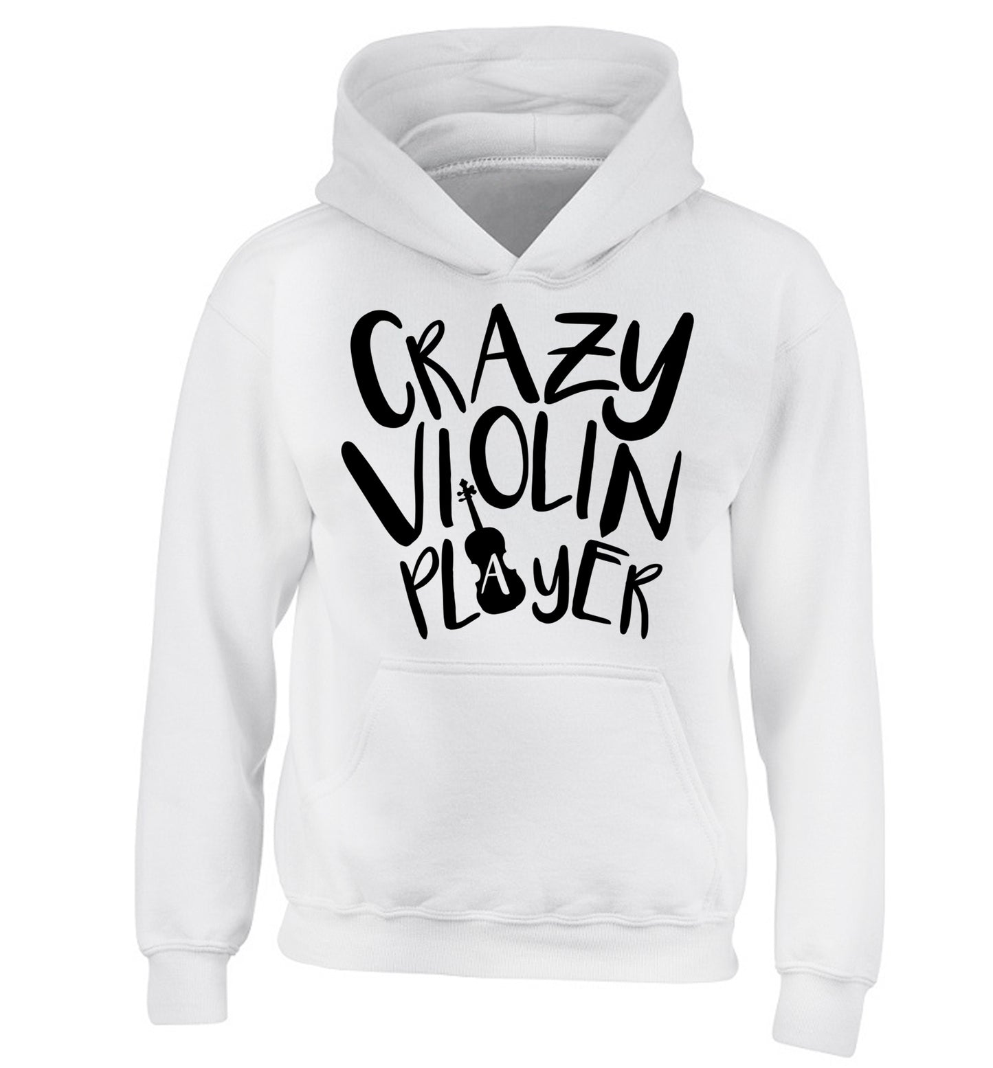 Crazy Violin Player children's white hoodie 12-13 Years