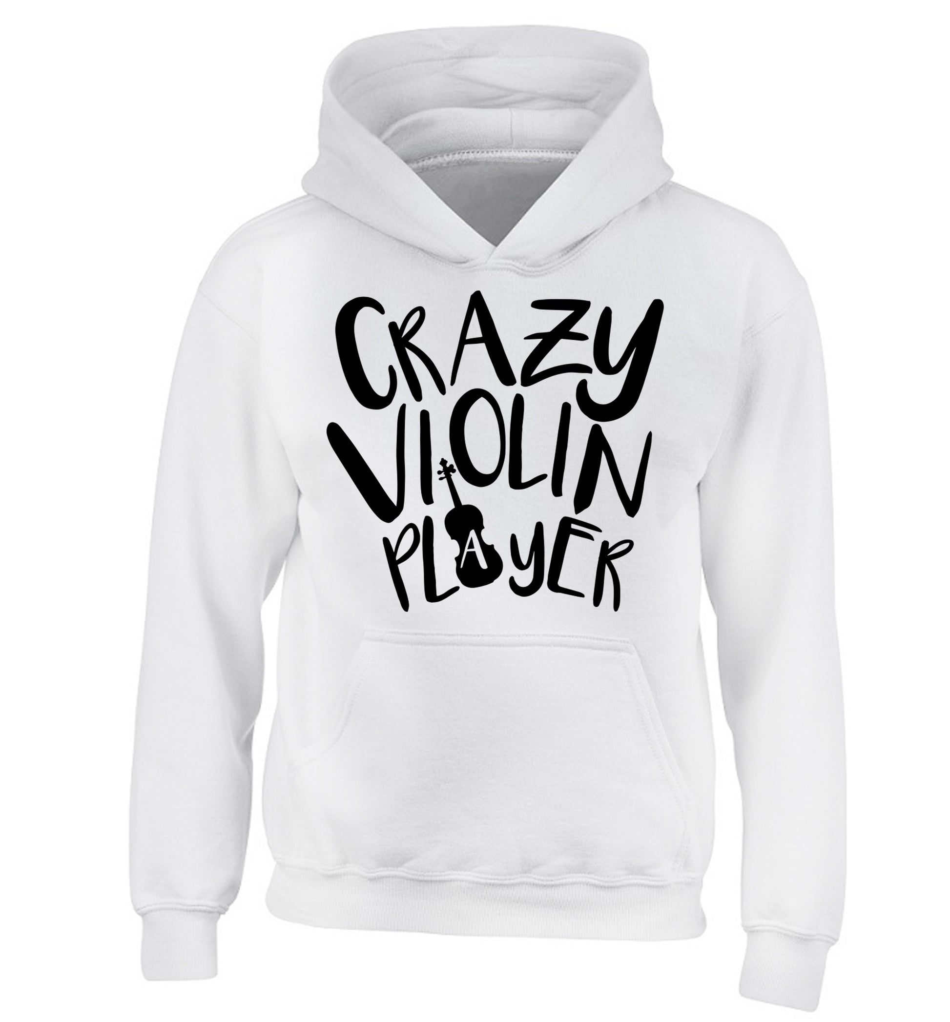Crazy Violin Player children's white hoodie 12-13 Years