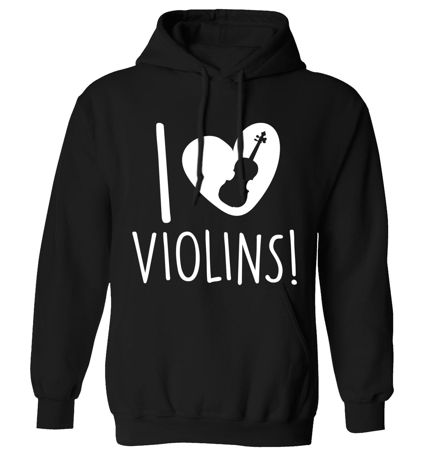 I Love Violins adults unisex black hoodie 2XL