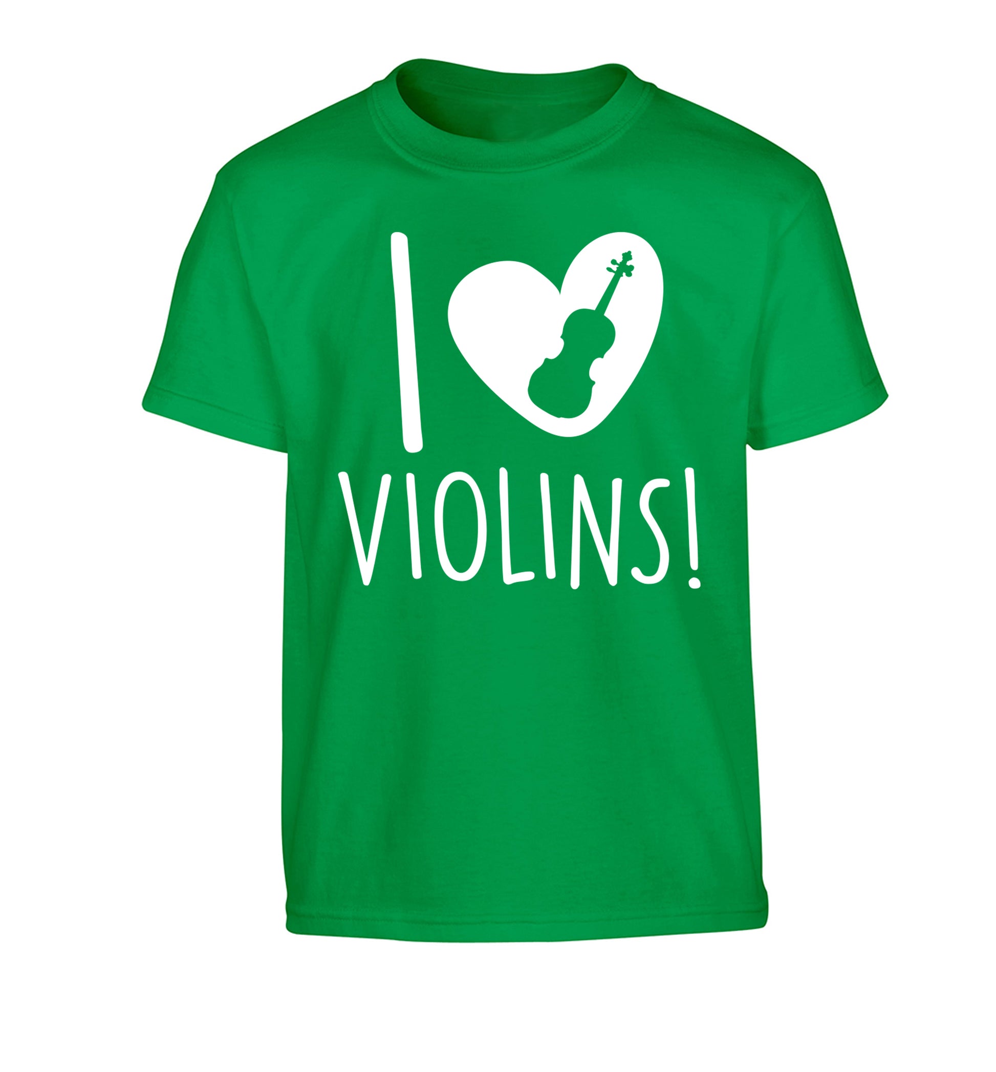 I Love Violins Children's green Tshirt 12-13 Years