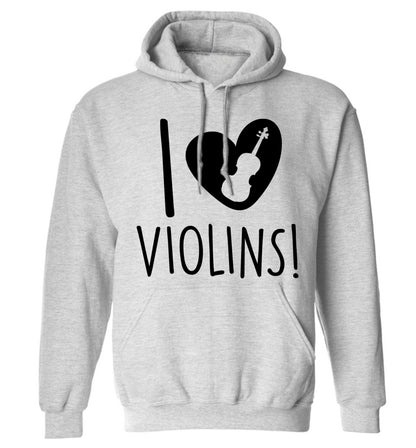 I Love Violins adults unisex grey hoodie 2XL