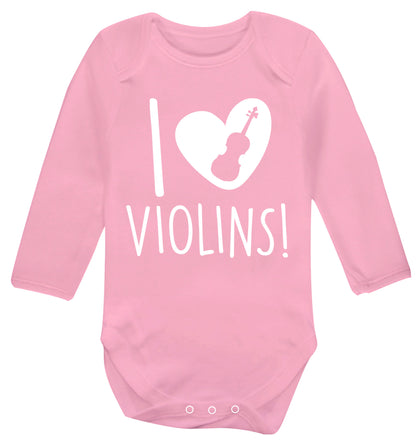 I Love Violins Baby Vest long sleeved pale pink 6-12 months