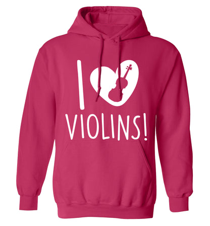 I Love Violins adults unisex pink hoodie 2XL