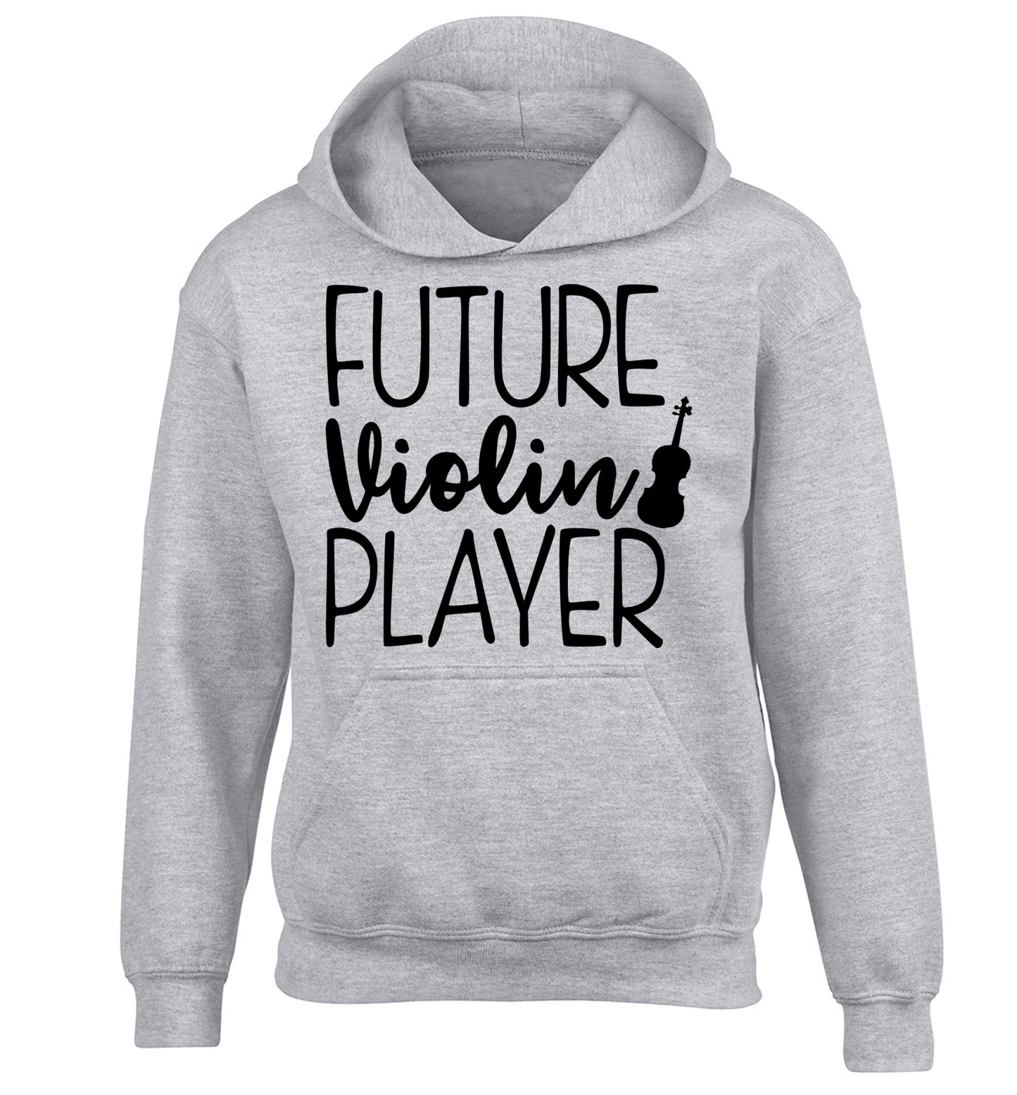 Future Violin Player children's grey hoodie 12-13 Years