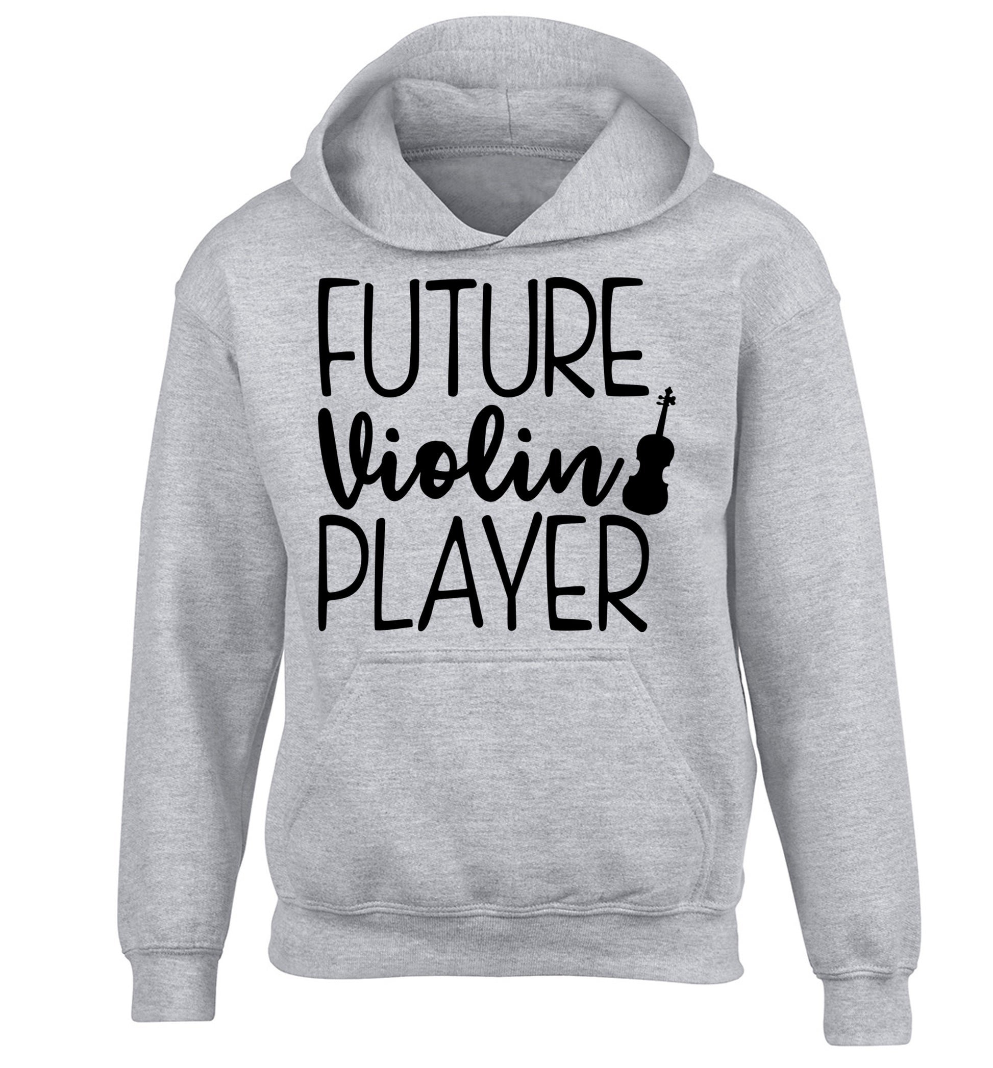 Future Violin Player children's grey hoodie 12-13 Years