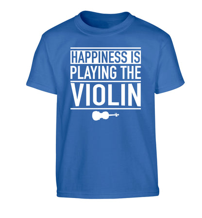 Happiness is playing the violin Children's blue Tshirt 12-13 Years