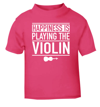 Happiness is playing the violin pink Baby Toddler Tshirt 2 Years
