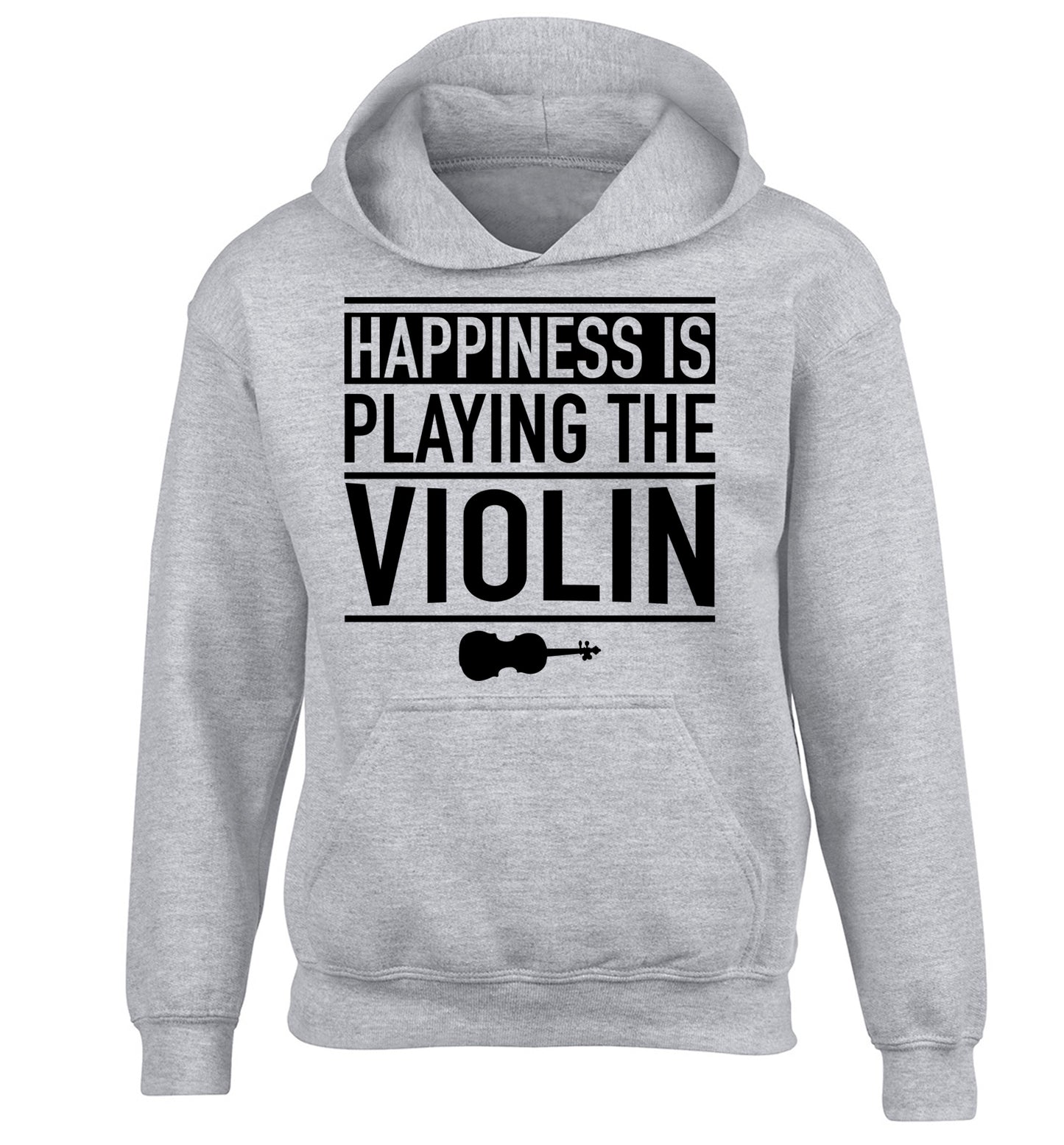 Happiness is playing the violin children's grey hoodie 12-13 Years