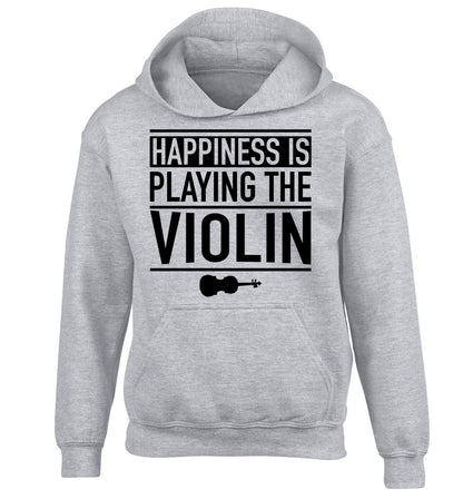 Happiness is playing the violin children's grey hoodie 12-13 Years