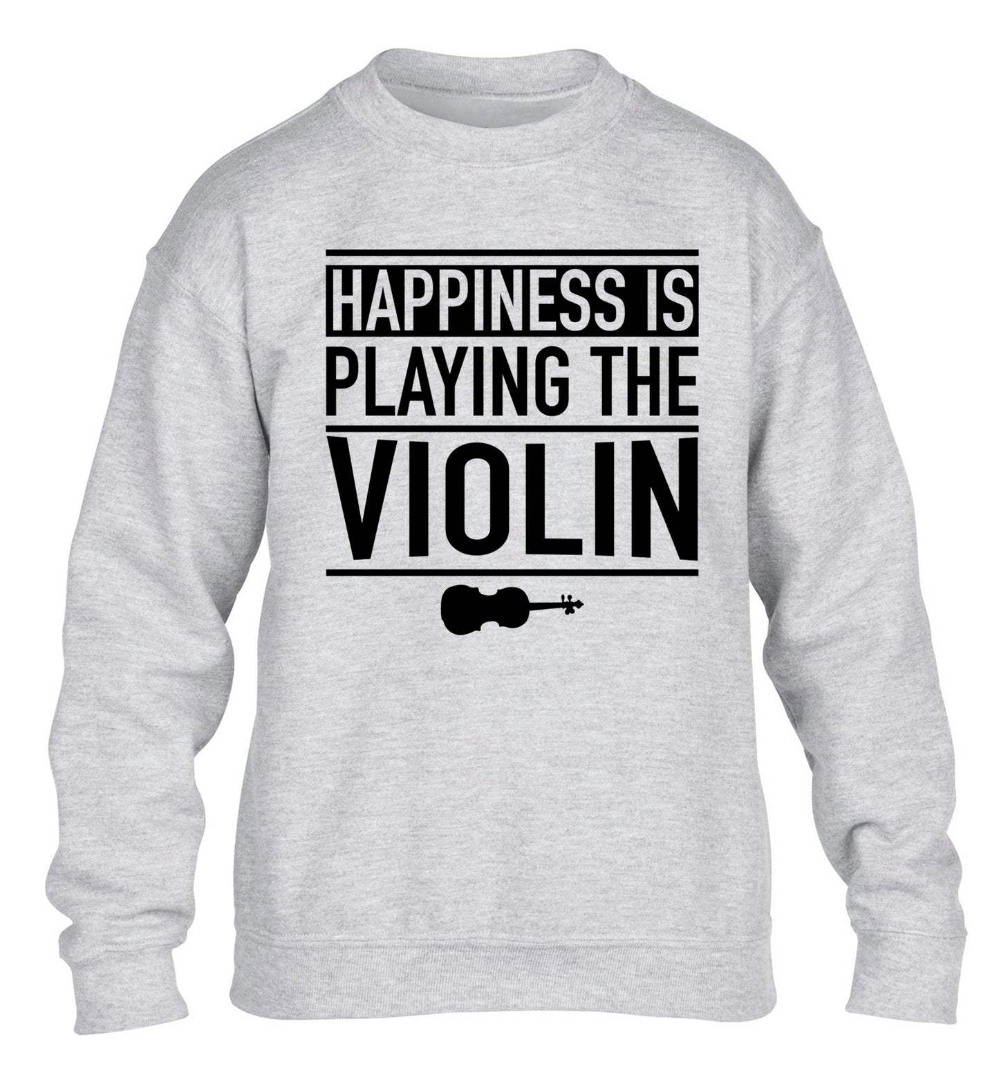 Happiness is playing the violin children's grey sweater 12-13 Years
