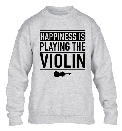Happiness is playing the violin children's grey sweater 12-13 Years