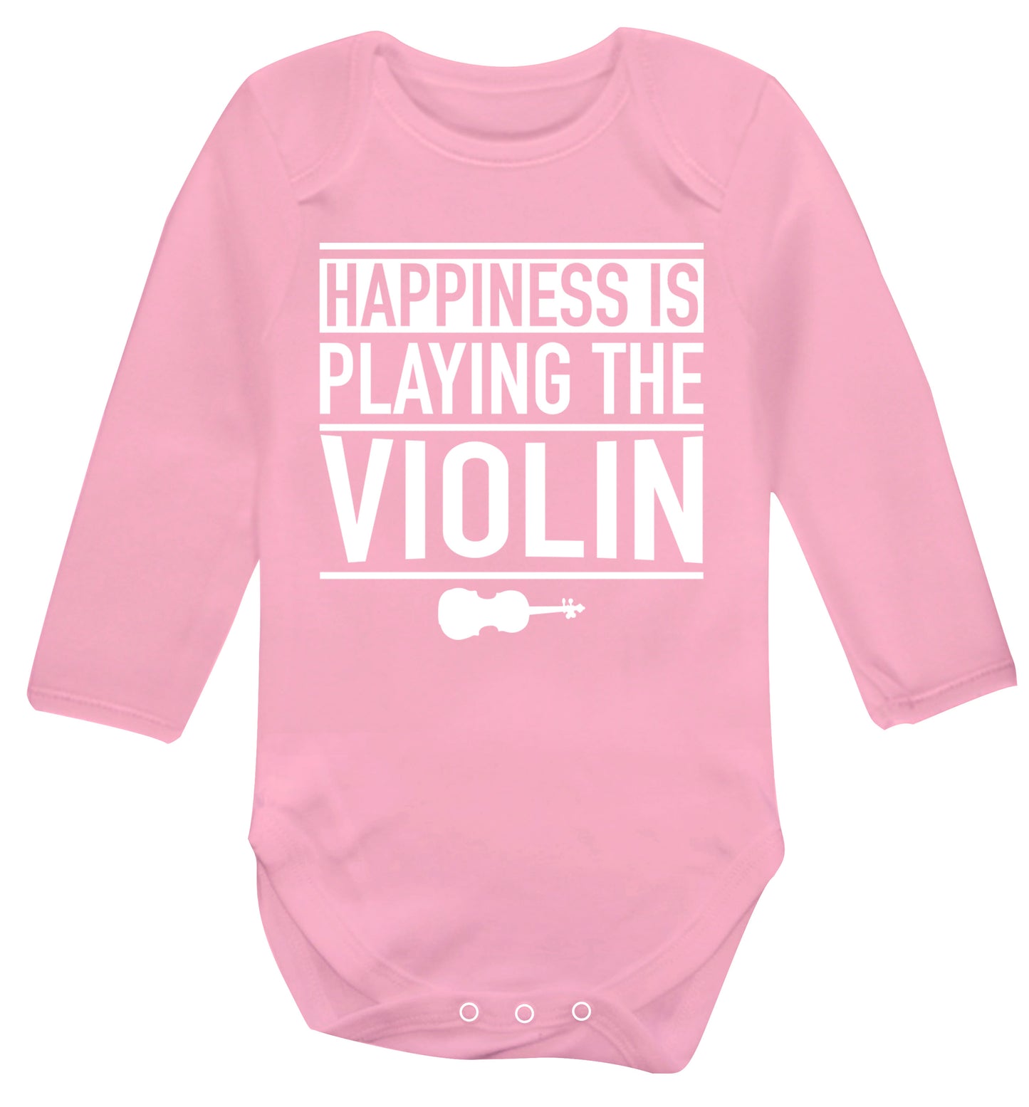 Happiness is playing the violin Baby Vest long sleeved pale pink 6-12 months