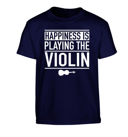 Happiness is playing the violin Children's navy Tshirt 12-13 Years