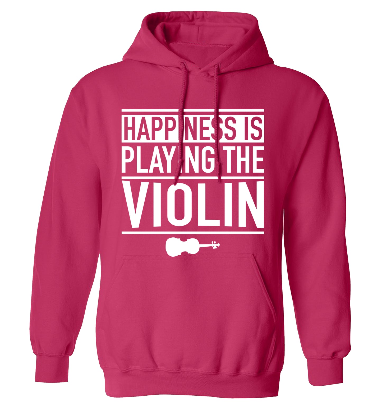 Happiness is playing the violin adults unisex pink hoodie 2XL