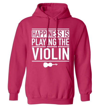 Happiness is playing the violin adults unisex pink hoodie 2XL