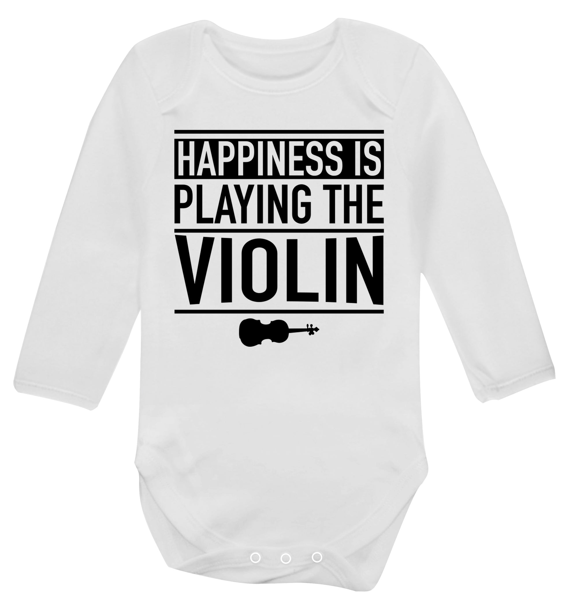 Happiness is playing the violin Baby Vest long sleeved white 6-12 months