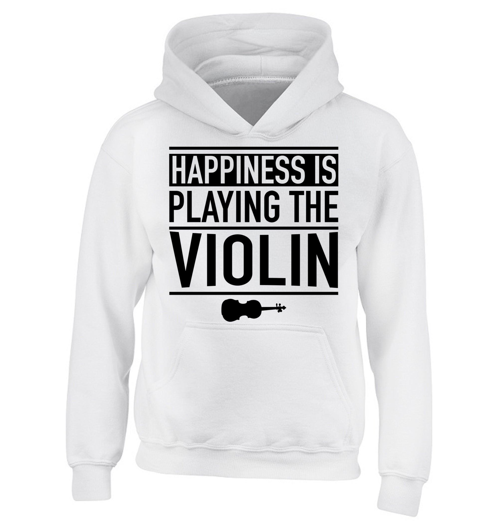 Happiness is playing the violin children's white hoodie 12-13 Years