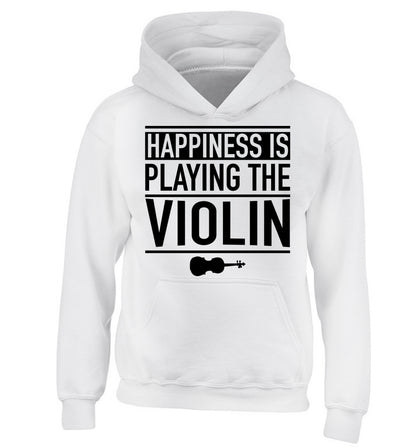 Happiness is playing the violin children's white hoodie 12-13 Years