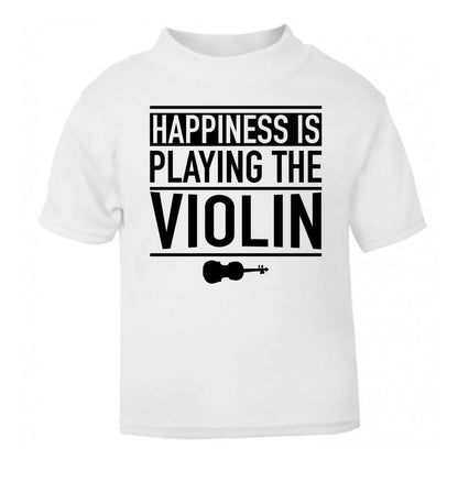 Happiness is playing the violin white Baby Toddler Tshirt 2 Years