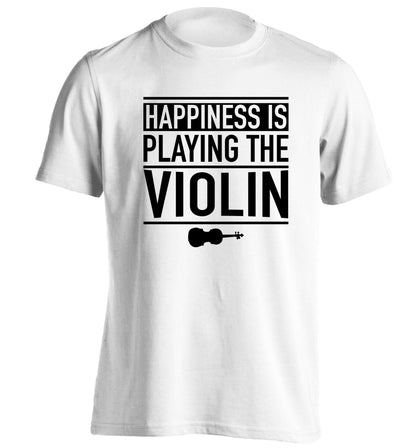 Happiness is playing the violin adults unisex white Tshirt 2XL