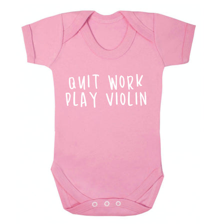 Quit work play violin Baby Vest pale pink 18-24 months