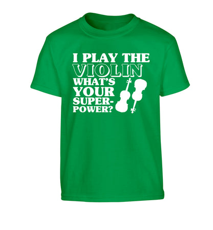 I Play Violin What's Your Superpower? Children's green Tshirt 12-13 Years