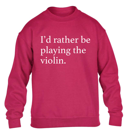 I'd rather be playing the violin children's pink sweater 12-13 Years