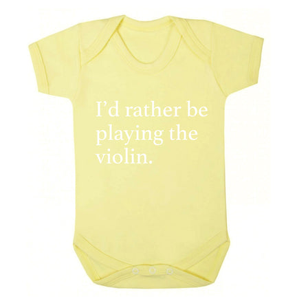 I'd rather be playing the violin Baby Vest pale yellow 18-24 months