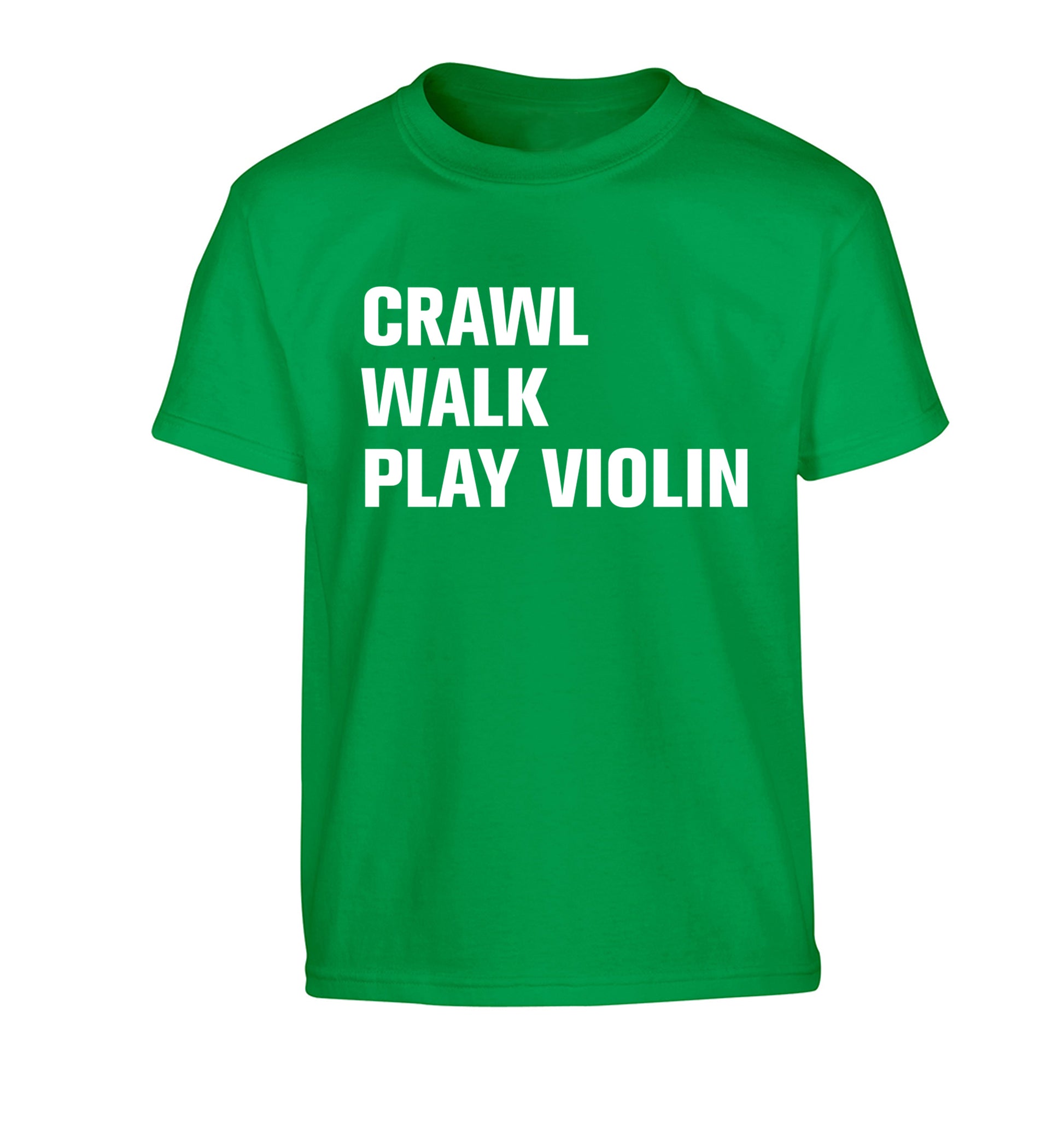 Crawl Walk Play Violin Children's green Tshirt 12-13 Years