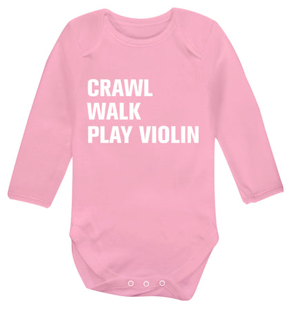 Crawl Walk Play Violin Baby Vest long sleeved pale pink 6-12 months