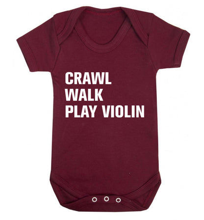 Crawl Walk Play Violin Baby Vest maroon 18-24 months