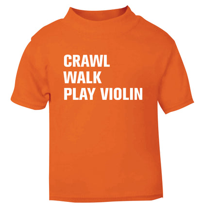 Crawl Walk Play Violin orange Baby Toddler Tshirt 2 Years