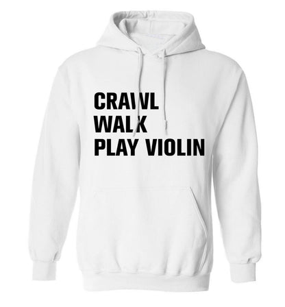 Crawl Walk Play Violin adults unisex white hoodie 2XL