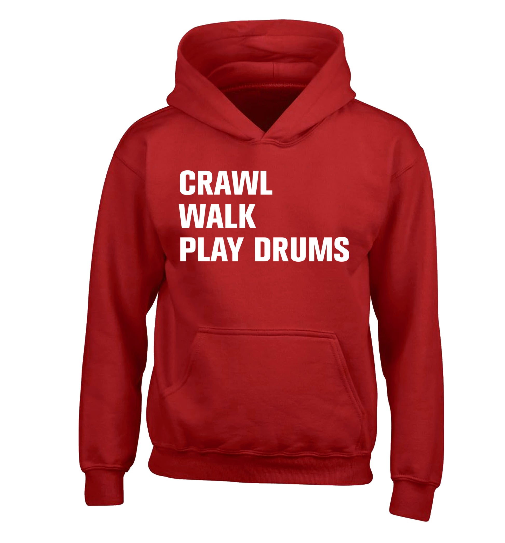 Crawl walk play drums children's red hoodie 12-13 Years