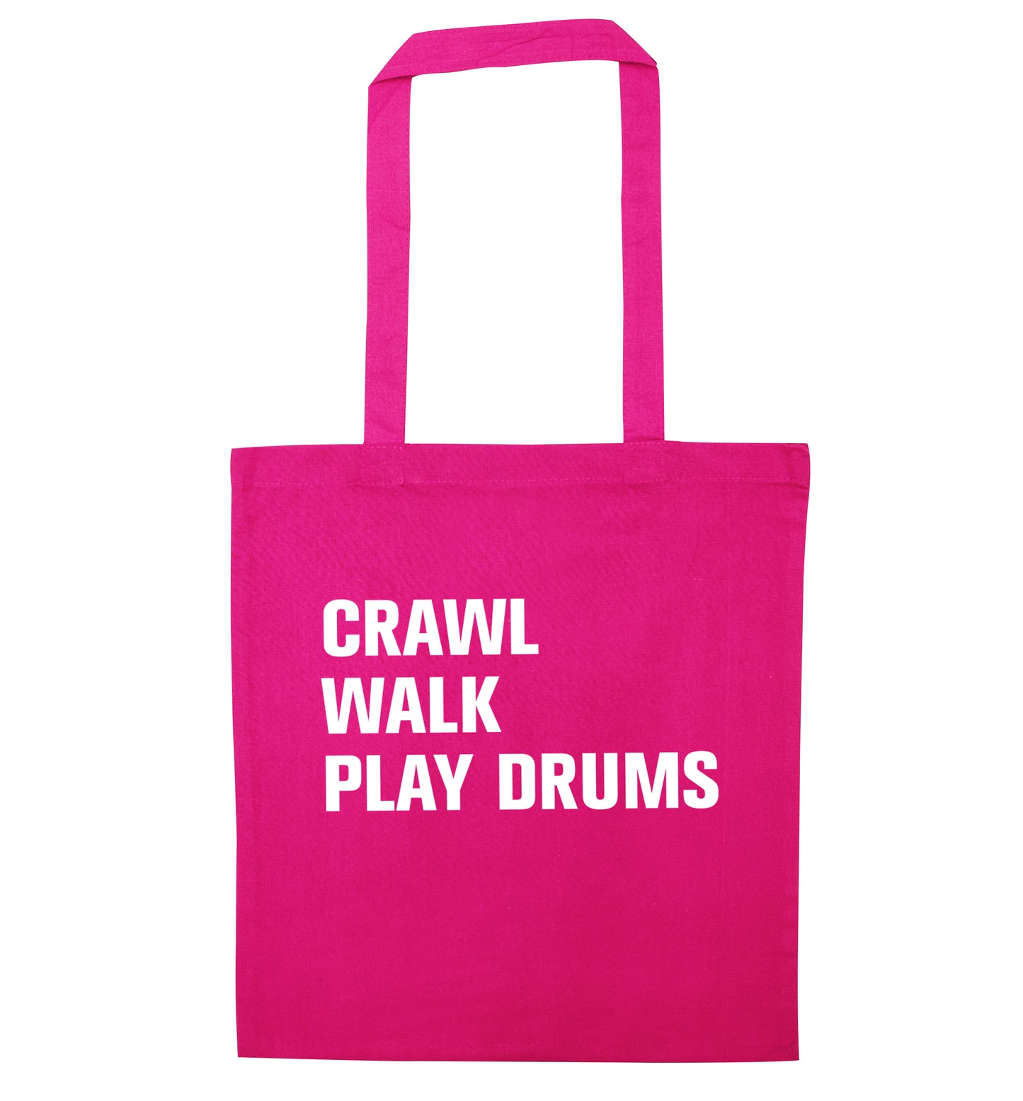 Crawl walk play drums pink tote bag