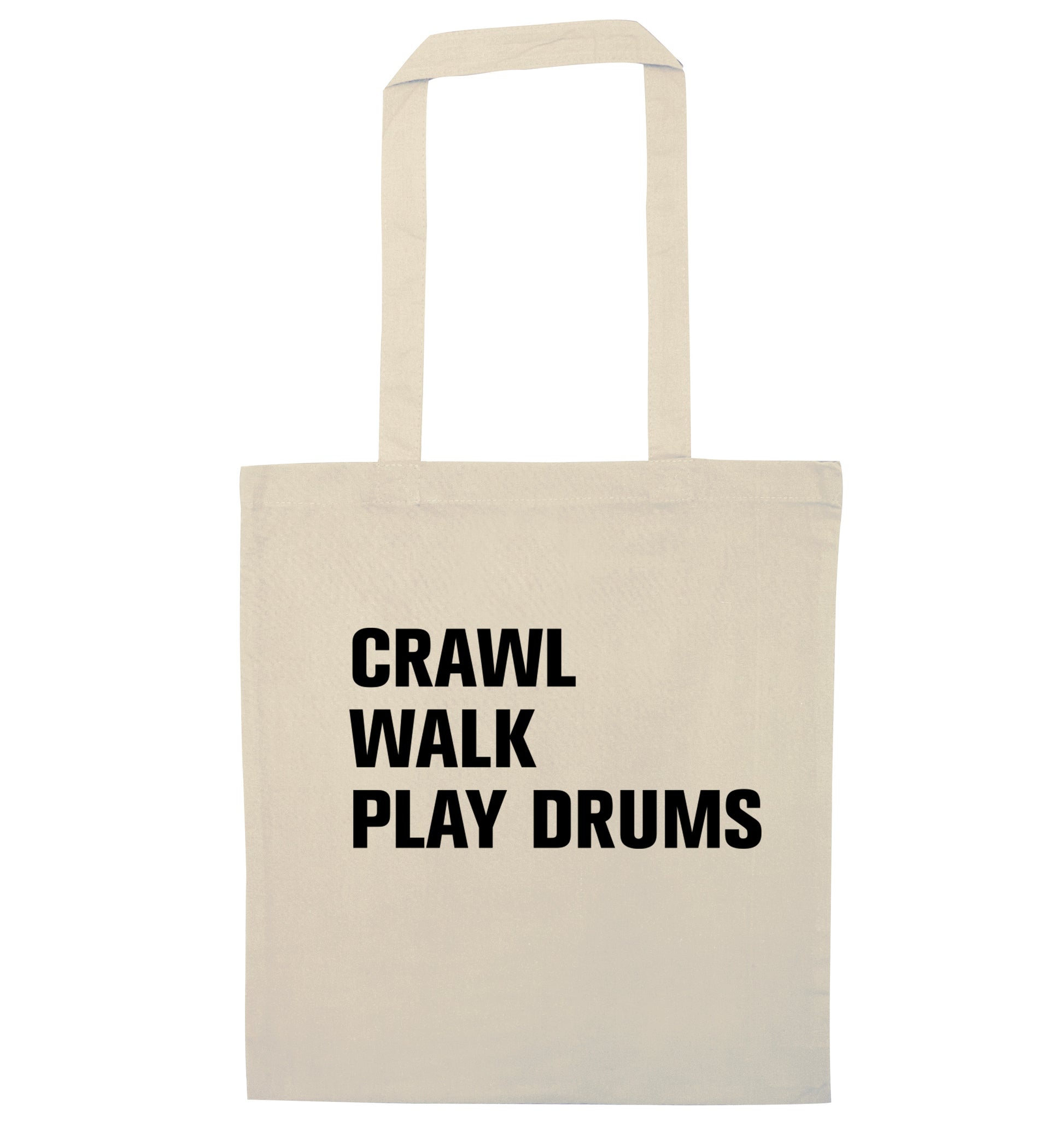 Crawl walk play drums natural tote bag