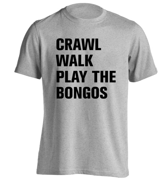 Crawl Walk Play Bongos adults unisex grey Tshirt 2XL