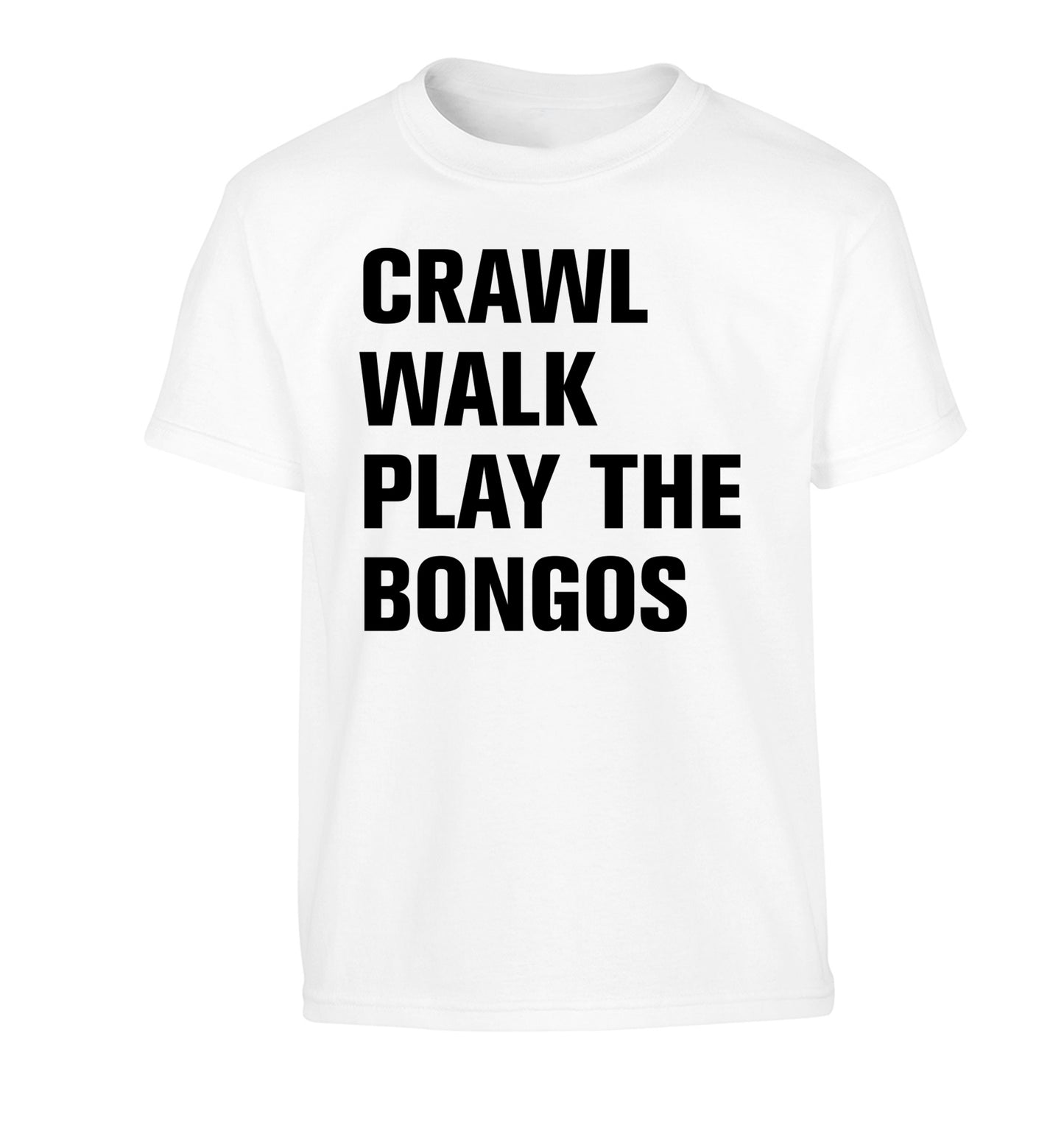 Crawl Walk Play Bongos Children's white Tshirt 12-13 Years