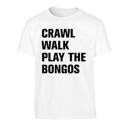 Crawl Walk Play Bongos Children's white Tshirt 12-13 Years