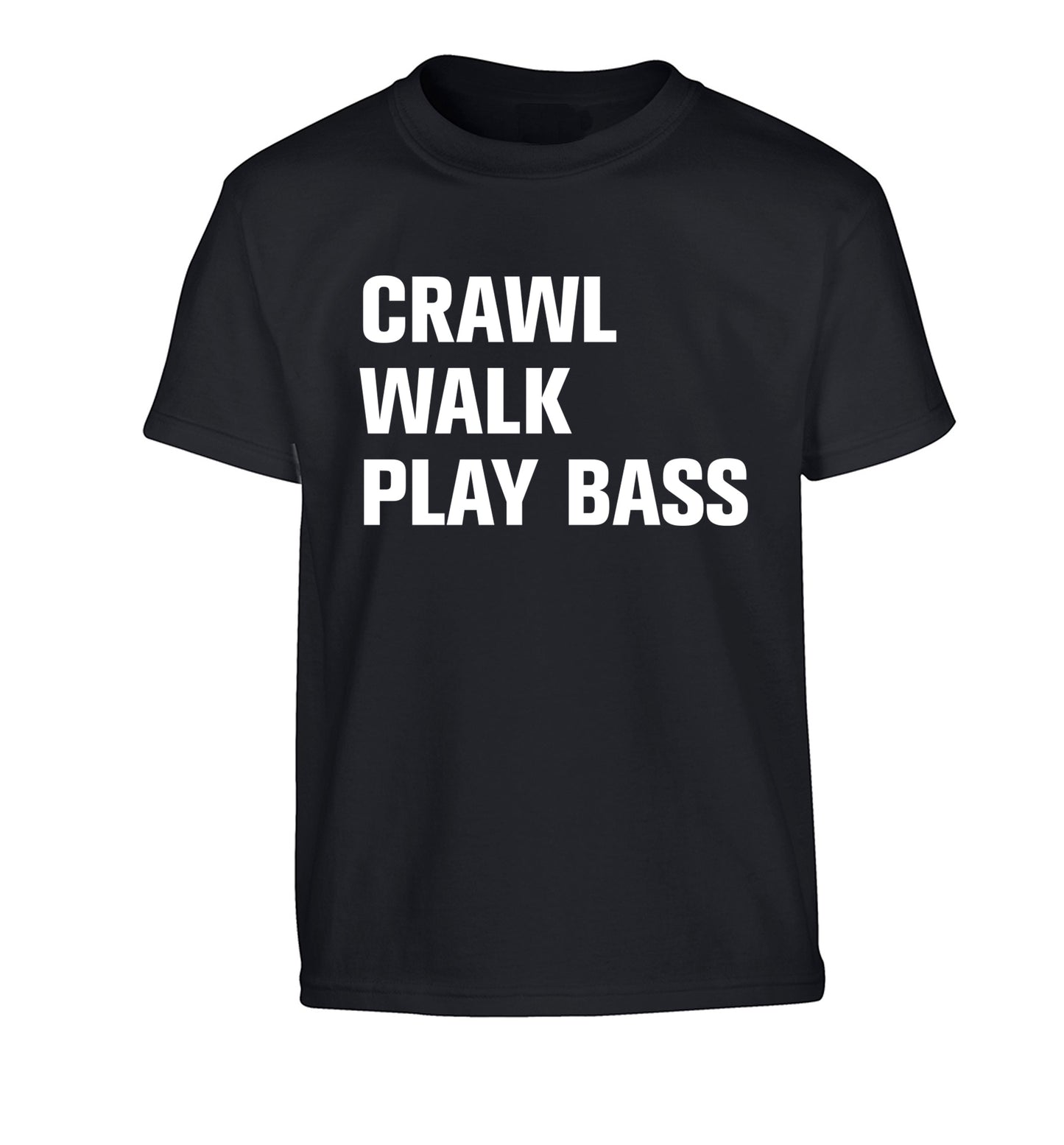 Crawl Walk Play Bass Children's black Tshirt 12-13 Years
