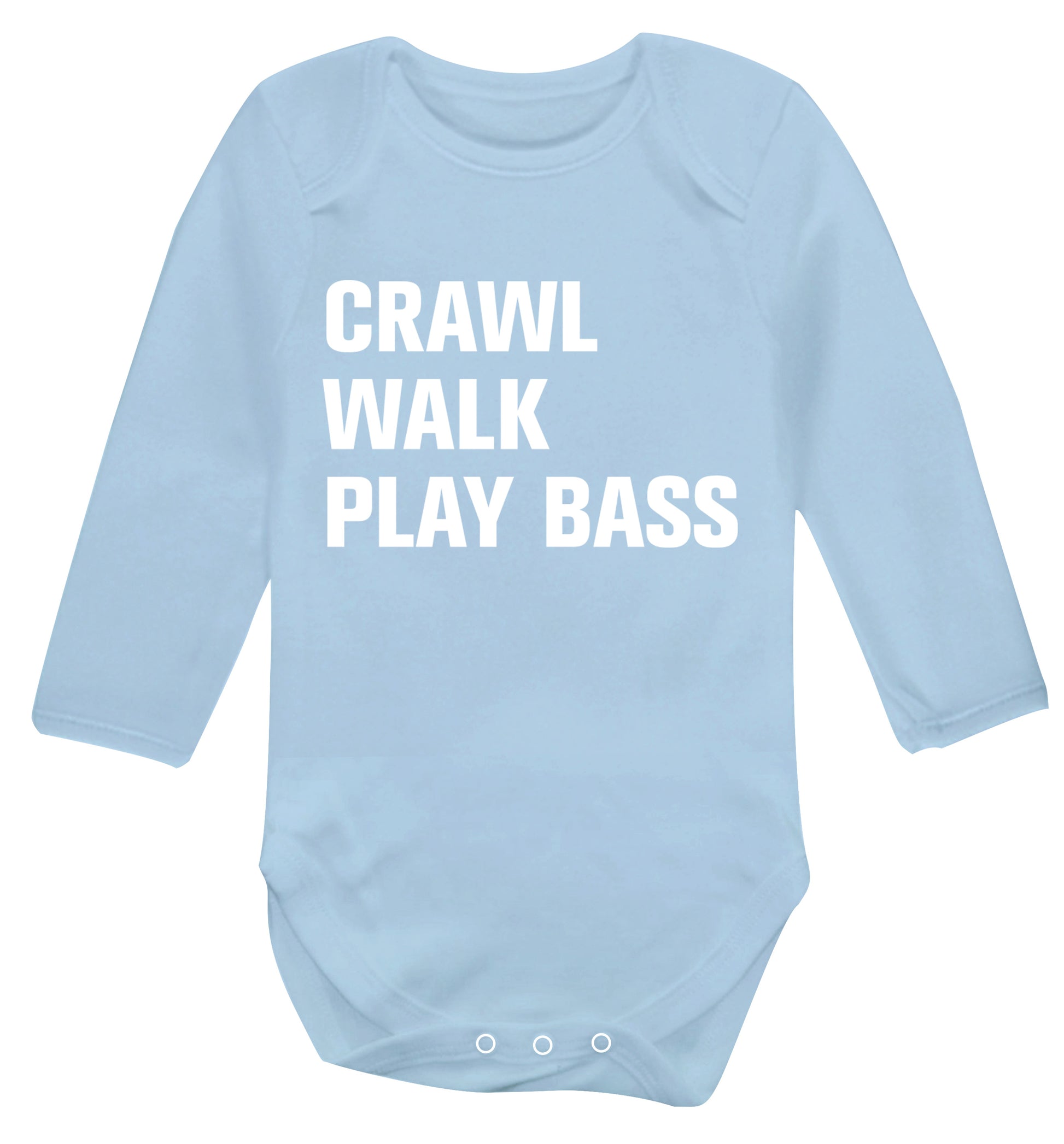 Crawl Walk Play Bass Baby Vest long sleeved pale blue 6-12 months