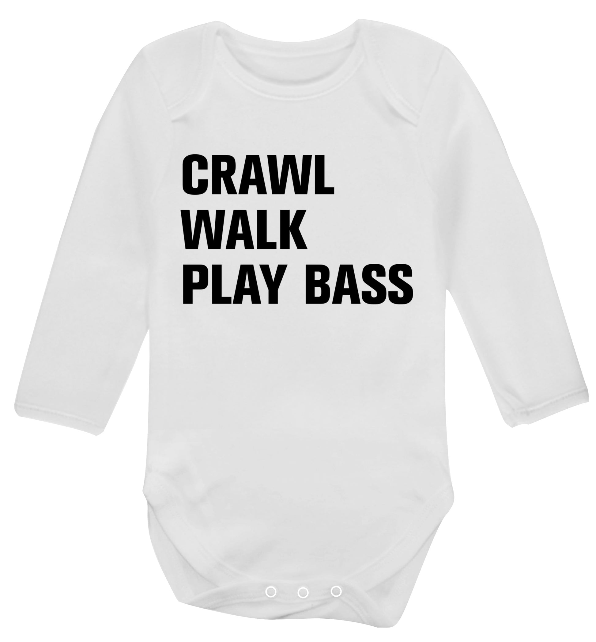 Crawl Walk Play Bass Baby Vest long sleeved white 6-12 months