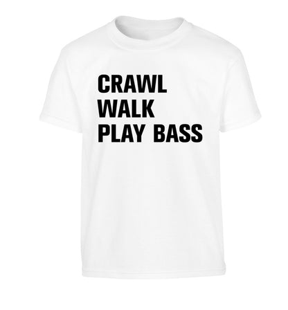 Crawl Walk Play Bass Children's white Tshirt 12-13 Years