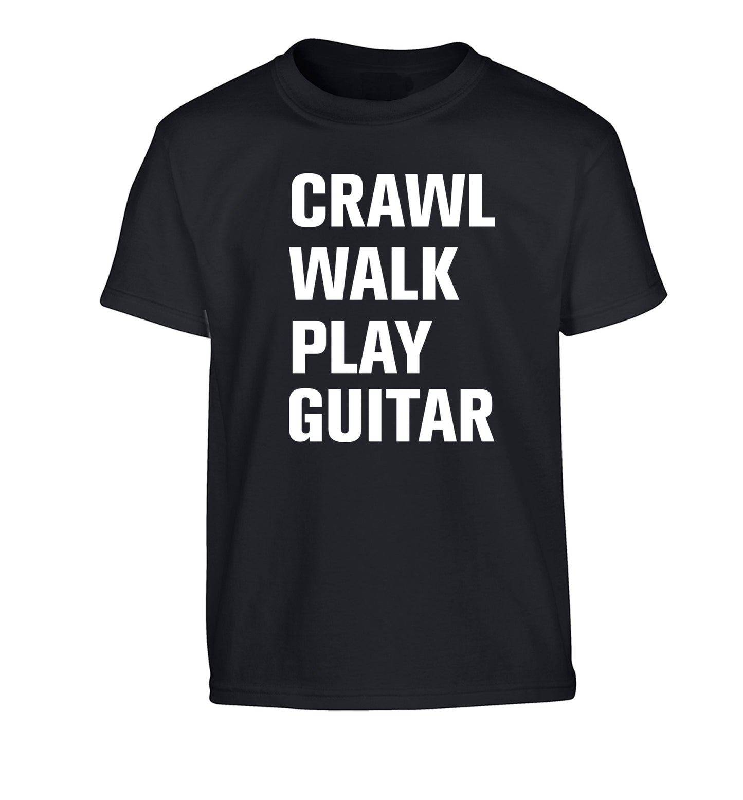 Crawl walk play guitar Children's black Tshirt 12-13 Years