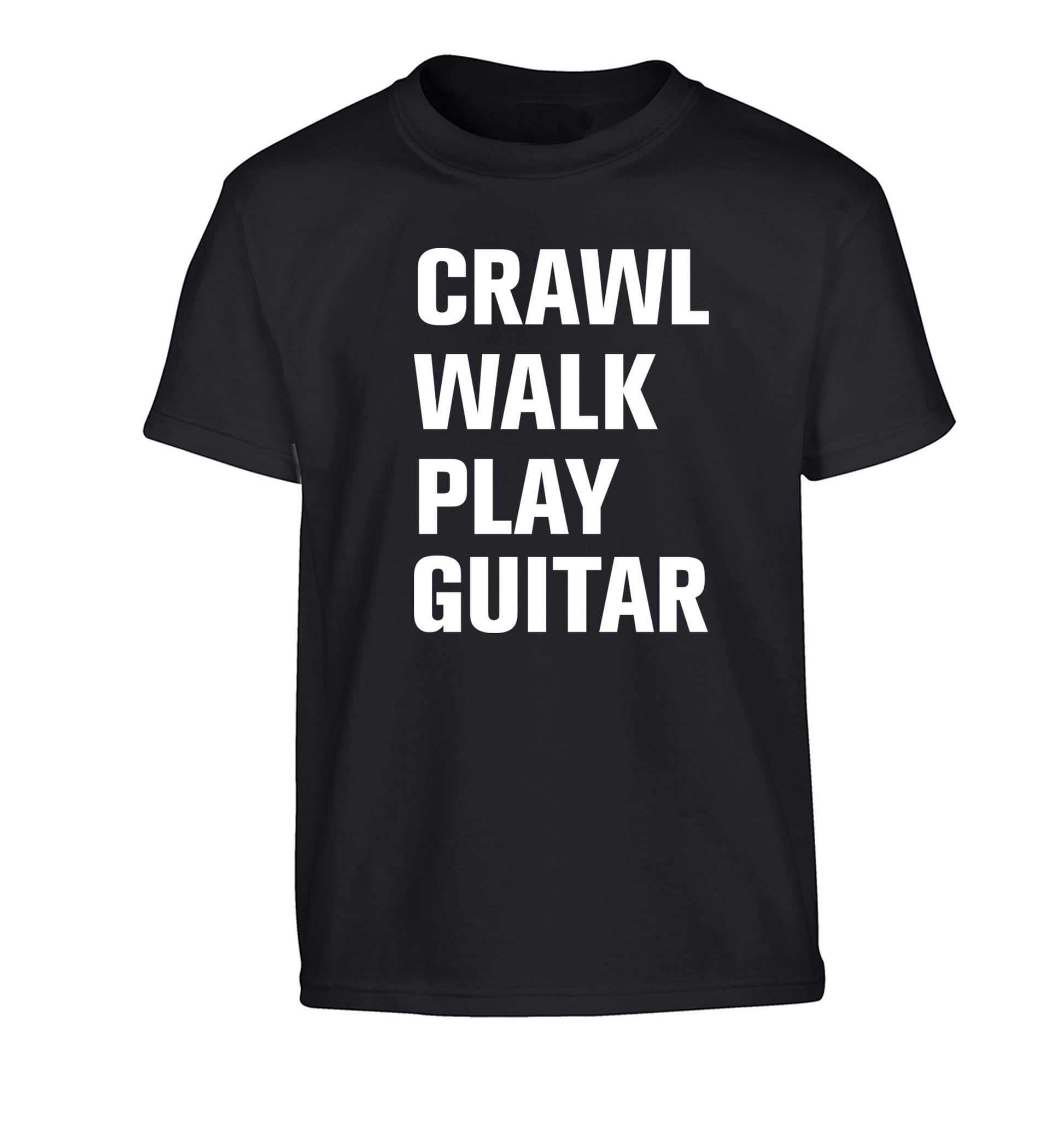 Crawl walk play guitar Children's black Tshirt 12-13 Years