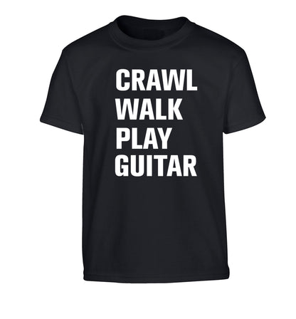 Crawl walk play guitar Children's black Tshirt 12-13 Years