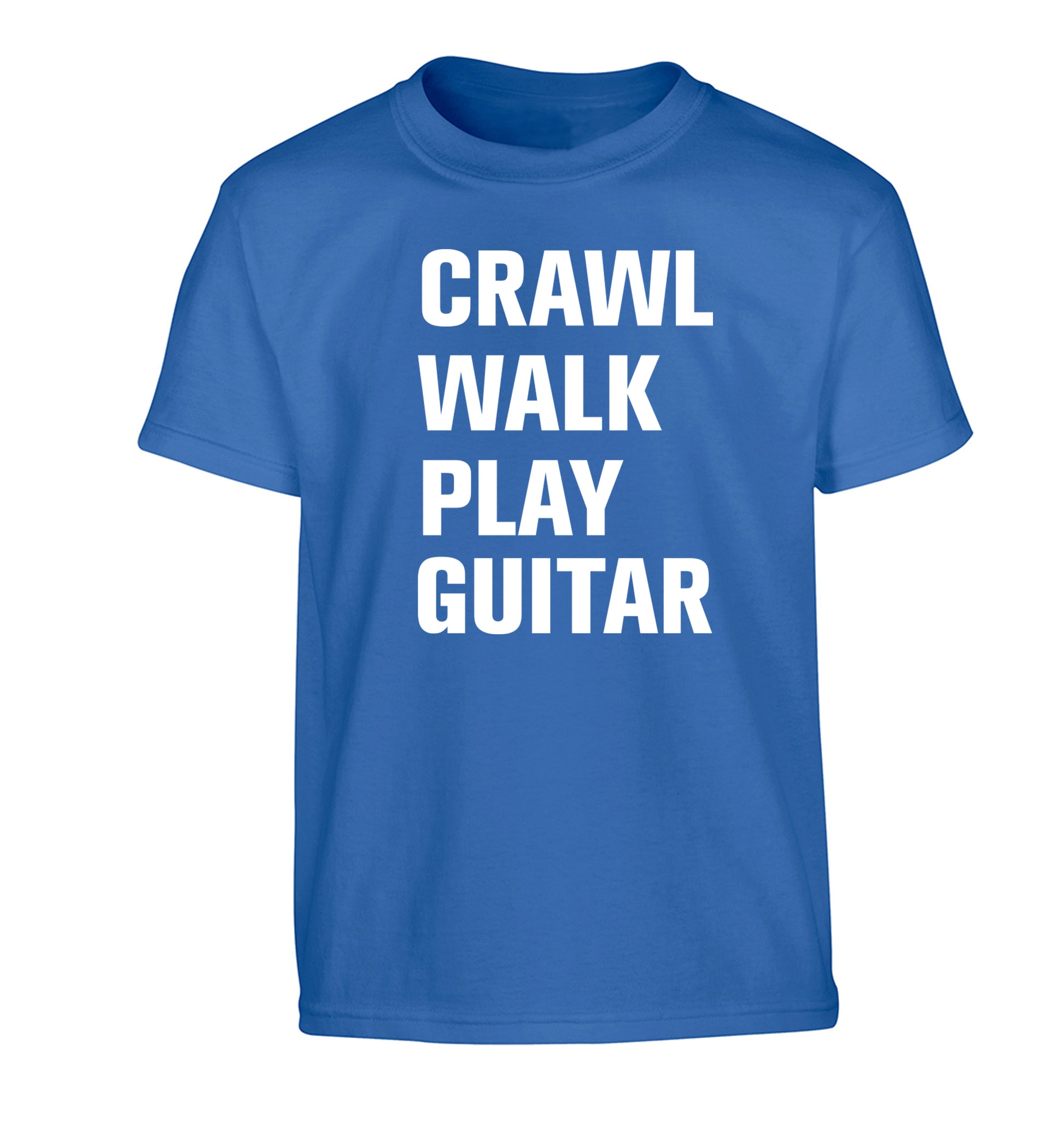 Crawl walk play guitar Children's blue Tshirt 12-13 Years