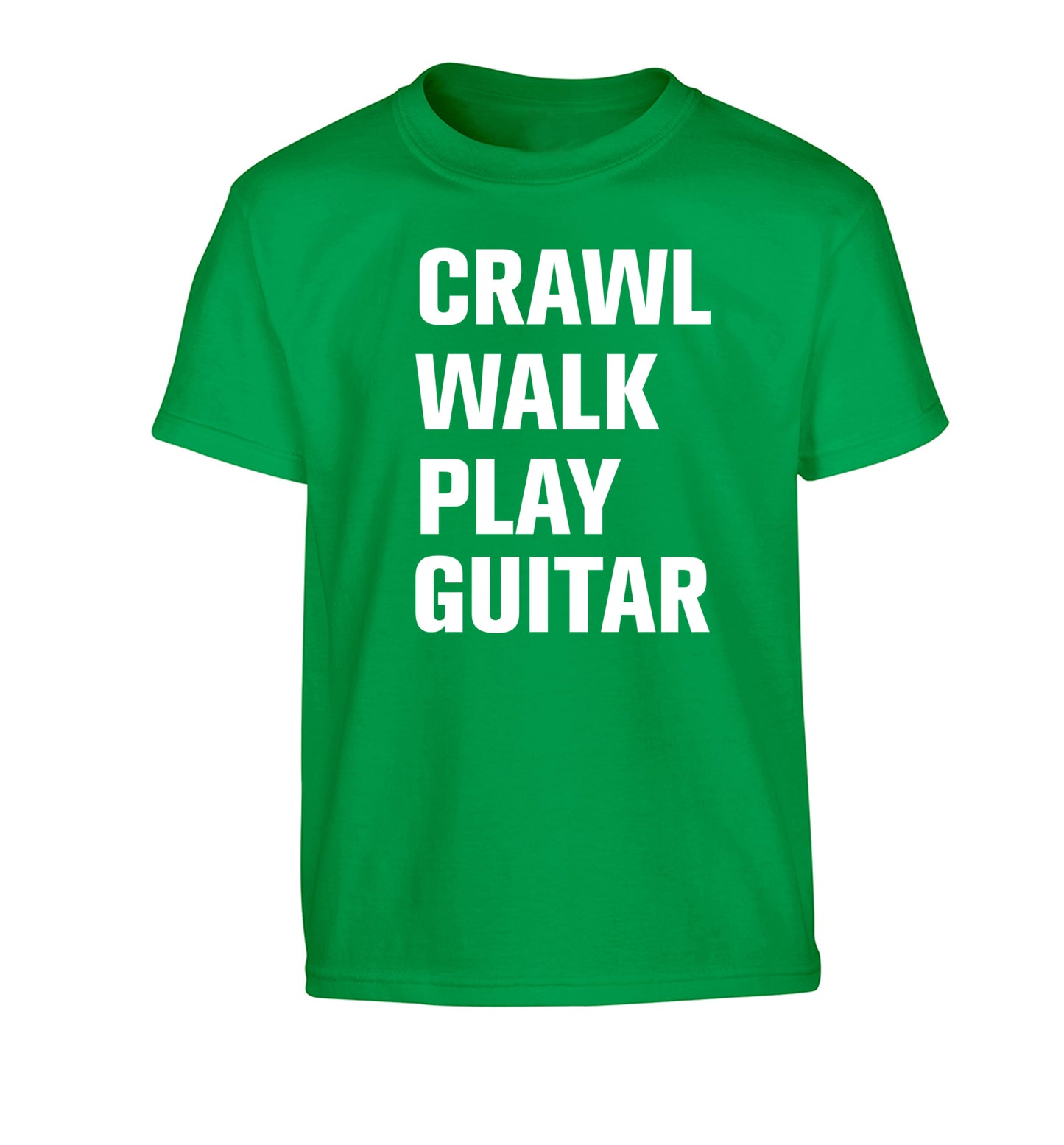 Crawl walk play guitar Children's green Tshirt 12-13 Years