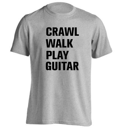 Crawl walk play guitar adults unisex grey Tshirt 2XL