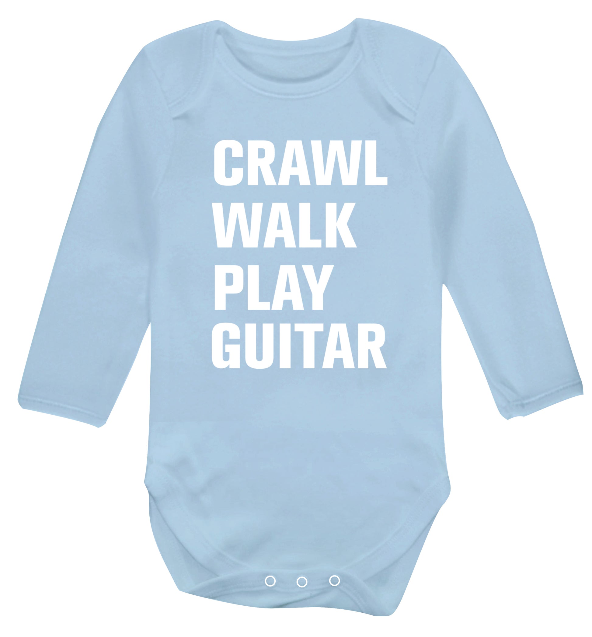 Crawl walk play guitar Baby Vest long sleeved pale blue 6-12 months
